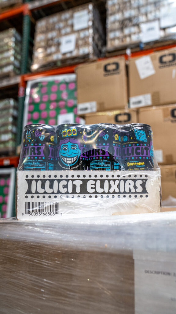 Illicite Elixers drinks in it's proper packaging, ready for delivery