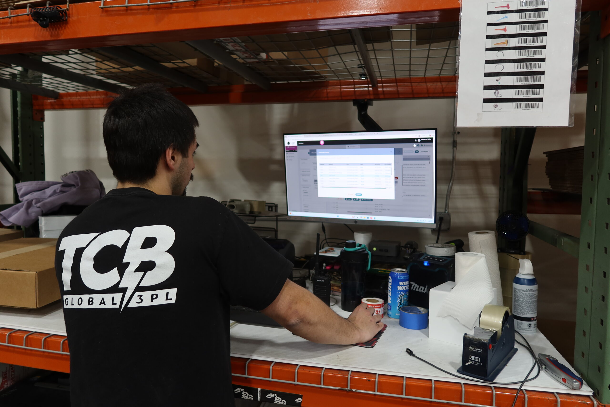 A TCB team member working on our 3PL Warehouse Operational Precision to provide the best service possible.