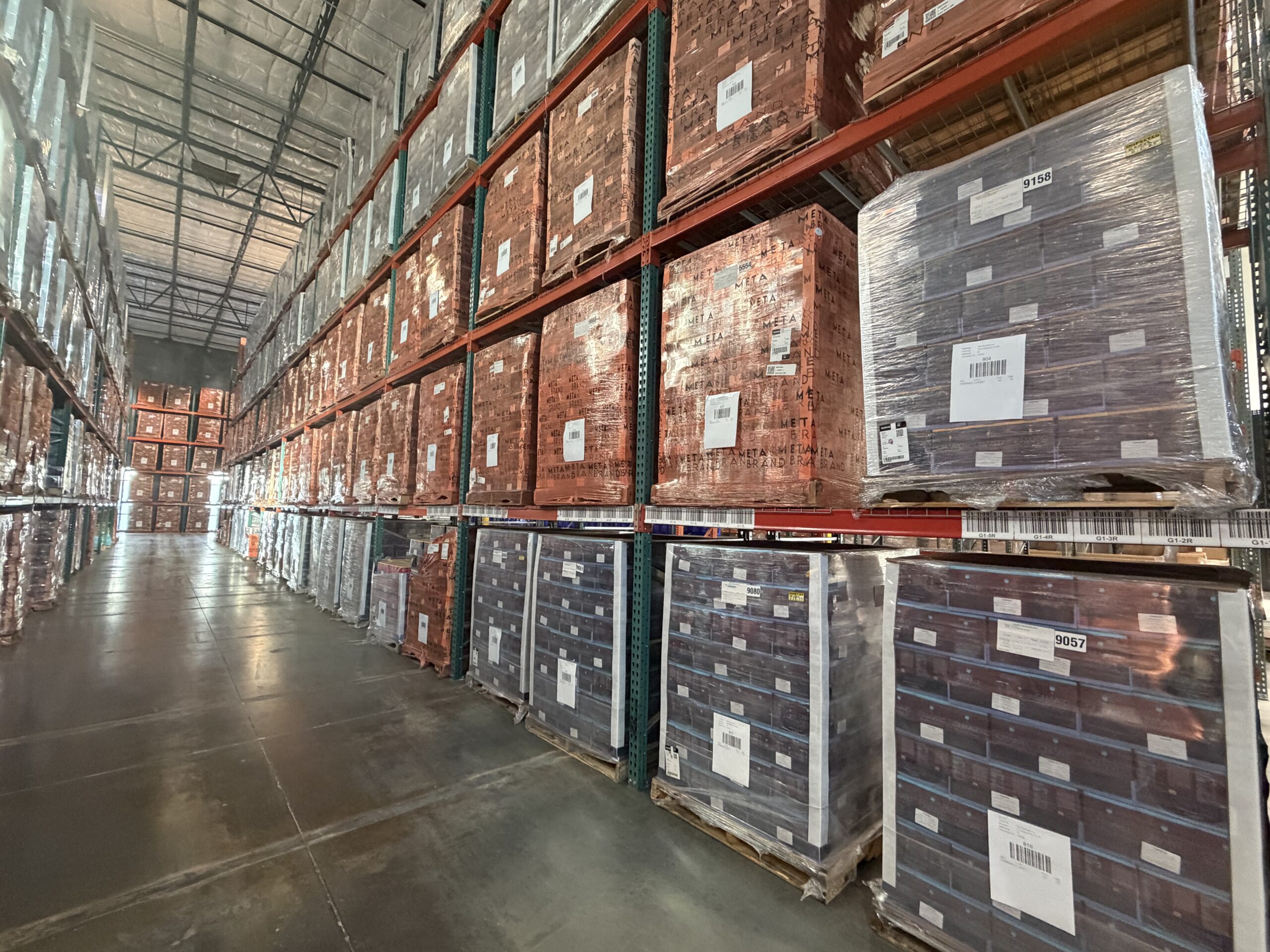 Many pallets of beverages ready for beverage fulfillment in Florida.